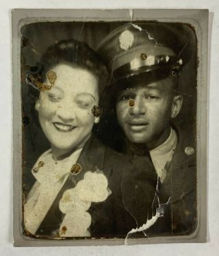 Wallet Treasures,  African American Couple In Photobooth,  Vintage Photo Snapshot
