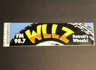 Vintage 80s Radio Station Bumper Sticker Fm 98.  7 Wllz Detroit Wheels 3”x11”