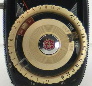 Vintage GE General Electric Type PR - 3 Exposure Light Meter W/Case 5