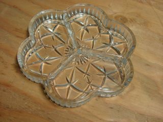 Vintage Laura Clear Glass Tiffany Round 3 Section Divided Dish 9 1/2 " Crystal