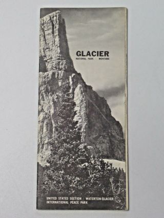 Vintage 1965 Glacier National Park,  Montana Brochure Map Folded