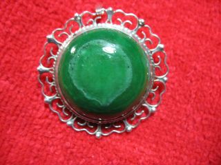 Vintage Mexico Sterling Silver.  925 With Eagle 23 Pin/pendant With Green Stone