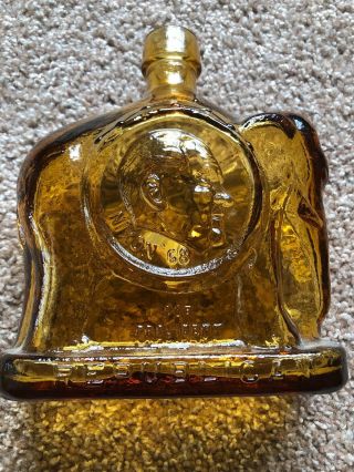 Vintage 1968 Republican Campaign Amber Glass Bottle Nixon Elephant First Edition