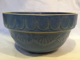 Blue Antique Stoneware Mixing Bowl Crock Primitive Vintage 8”