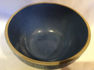 Blue Antique Stoneware Mixing Bowl Crock Primitive Vintage 8” 4