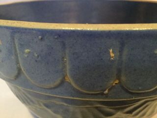 Blue Antique Stoneware Mixing Bowl Crock Primitive Vintage 8” 6