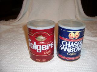 (1149) Vintage (2 Cans) - Folgers Coffee Tin & Chase & Sanborn Coffee Tin