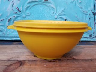 Vintage Tupperware Yellow Servalier Bowl 8 Cup Container 836 - 3 With 837 - 2 Lid 2