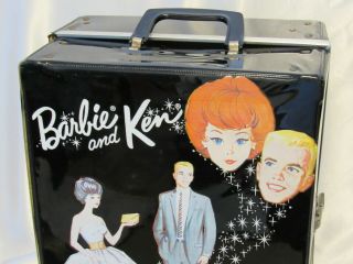 Vintage 1963 Barbie and Ken Doll Clothes Storage Black Vinyl Case 2
