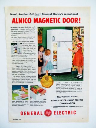Vtg 1950 Ge General Electric Refrigerator Retro Advertisement Print Ad Art