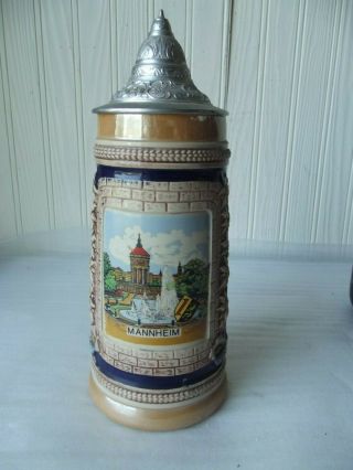 German Beer Stein (lidded),  Made In West Germany By Gerz Old Vintage