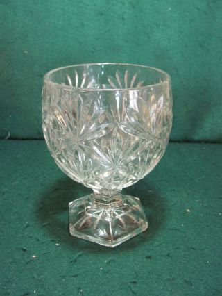 Vintage Clear Glass 16 Oz Goblet W/star Pattern