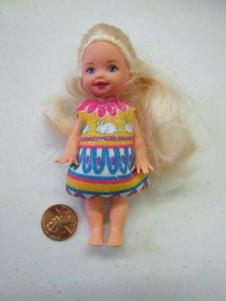 Vintage Barbie Kelly Doll Easter Egg Dress Long Blonde Hair Blue Eyes Mattel
