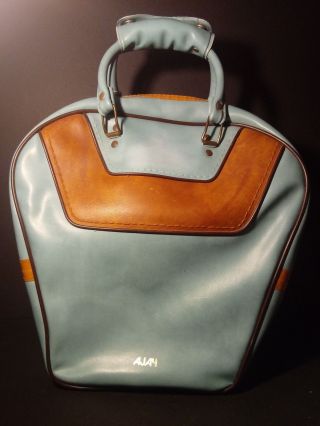 Ajay Vintage Bowling Bag Baby Blue And Pleather