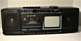 Vintage Action Acn - 3550 Am/fm/tv/cassette Player Stereo Boom Box Tested= Ex