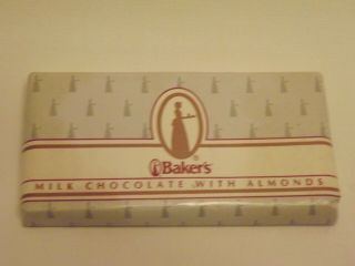 Vintage Bakers Milk Chocolate With Almonds Bar 4oz Advertising Candy 1960s 1