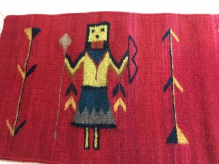 VTG Zapotec Mexico Table Runner HUNTER Southwest Decor Hand Woven Wool 14”x39” 3