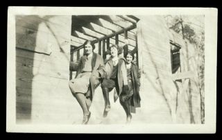 Vintage Pretty Flappers Snapshot Photo 1920s Outdoor Pose