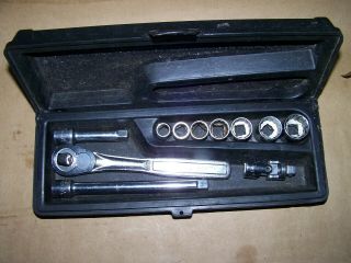 Usa Vintage Craftsman 3/8 " - Dr 11 - Pc Socket Wrench Set Permanex Case 3/8 - 3/4 "