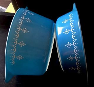 Vintage Pyrex Snowflake Blue Garland 1 Pint Casserole Dish 471 & 1 Quart 473