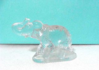 Vintage Miniature Pressed Clear Glass Elephant Figurine 2 "