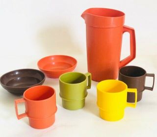 Vintage Tupperware Kids Toys Pitcher Bowls Cups Mug Set