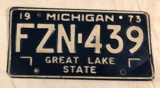 Vintage Michigan 1973 Metal State License Plate Great Lake State