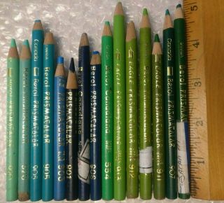 15 Vintage Prisma Colored Pencil Shorts Blue Green Berol Eagle Prismacolor