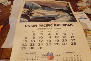 Vintage Union Pacific Rail Road Calendar Centennial 1969 Scenery Trains Railway