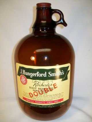 Vintage J.  Hungerford Smith 1 Gal.  Glass Root Beer Double Syrup Soda Pop Fountai