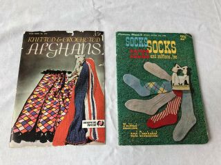2 Vtg American Thread Co Star Book Knitting Crochet Pattern Socks Afghans