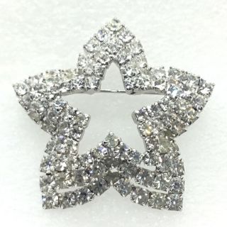 Vintage Gradient Layered Star Brooch Pin Clear Glass Rhinestone Costume Jewelry