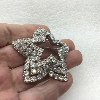 Vintage Gradient LAYERED STAR BROOCH Pin Clear Glass Rhinestone Costume Jewelry 3