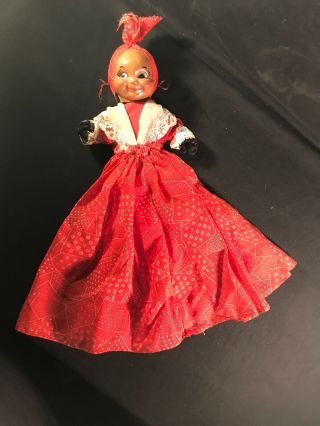 Vintage 17 " African American Doll In Creole Attire Hand Made W/ Face