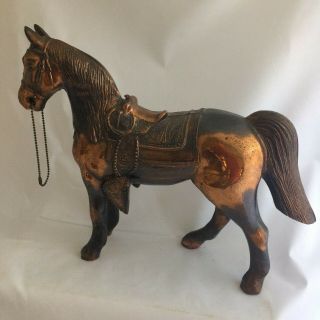 Vtg Cast Metal Horse Bronze Tone Copper Figurines Large