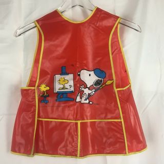 Vtg Butterfly Originals Snoopy Peanuts Gang Childs Sz M Art Vest Smock Hong Kong