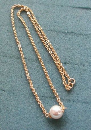 " Fashion Duet " Pearl On A Chain Necklace - Sarah Coventry Jewelry - Vtg