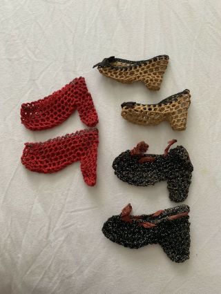 Antique Doll Crochet 1940’s 40’s High Heels Shoes Booties