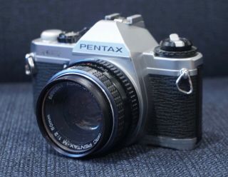 Vintage Pentax Camera Mg With Asahi Smc Pentax - M 1:2 50mm Lens