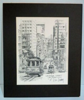 San Francisco Street Car,  Pencil Sketch Signed By Don Davey,  1977,  Mat,