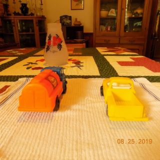 Vintage Plastic Gay toys Cab Over Gulf Gas Truck and Yellow Pick Up Truck 3