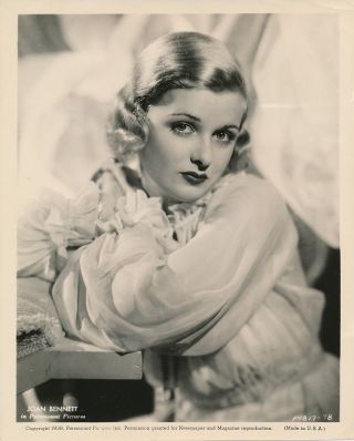 Joan Bennett Vintage 1938 Paramount Glamour Portrait Photo