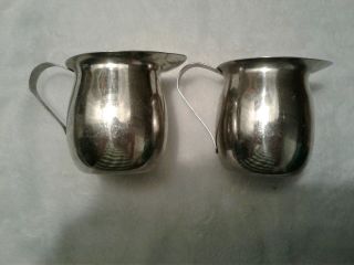 2 Vintage Stainless Steel Cream Pitchers