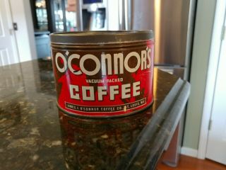 VINTAGE O ' CONNOR ' S COFFEE TIN LITHO 1LB KEYWIND CAN ST LOUIS MO.  NO LID 3
