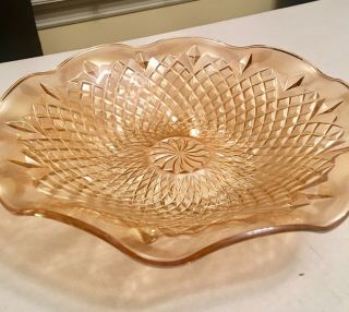 Vintage Marigold Carnival Glass Iridescent Bowl Ruffled Edges