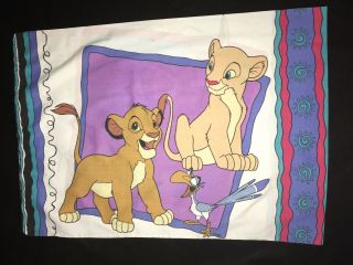 Vintage Disney Lion King Pillow Case 29 X 20 Timone,  Pumba,  Nala,  And Simba