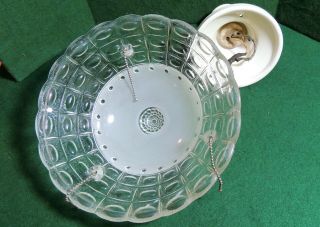 Vintage Porcelain Ceiling Light With Hanging Shade Great Shape