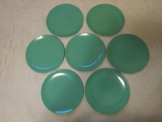Set Of 7 Vintage Texas Ware Turquoise Salad Plates - 6 5/8 Inches