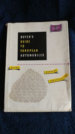 Vintage 1954 Buyers Guide To European Automobiles By Emil L.  Shwetzer 155pp