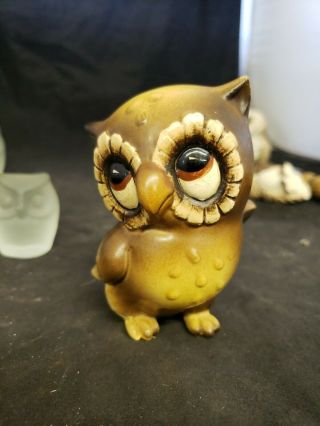 Vintage Small Ceramic Owl Figurine Made In Japan 3.  5 "